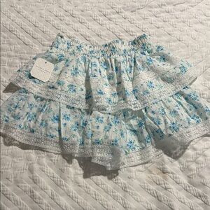 Altar'd State Blue and White Floral Mini Skirt